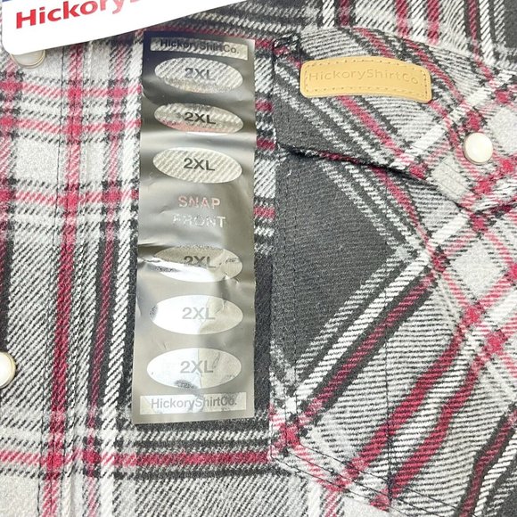 Men’s Extra Heavy Pearl Snap Plaid Flannel Outdoor Shacket Blk Red Gry 2XLT NWT - Picture 5 of 8